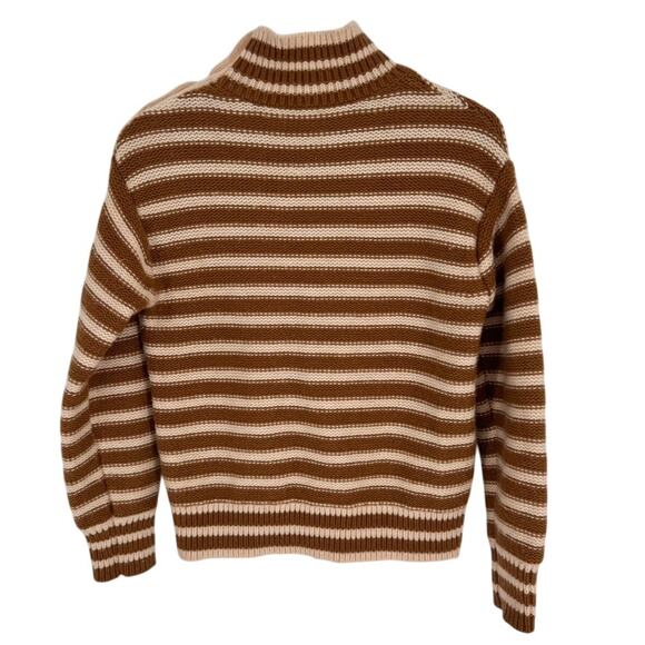 J. Crew Cable-Knit Mockneck Pullover in Stripe with Jewel Buttons Size Small - Picture 2 of 6
